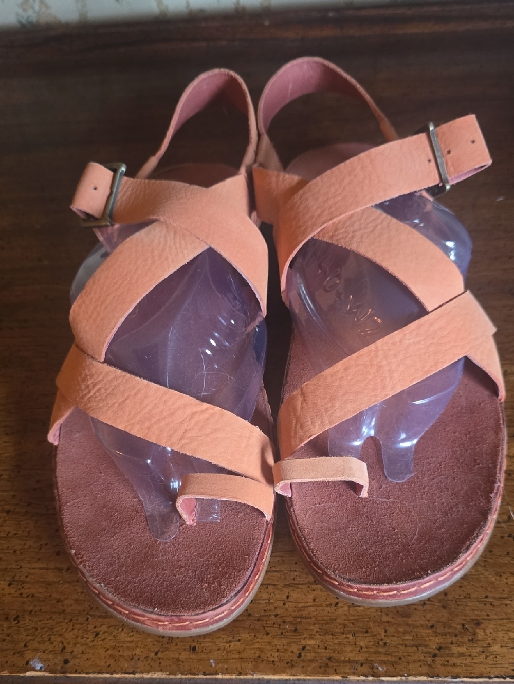 Women's Peach Strappy Leather Sandals